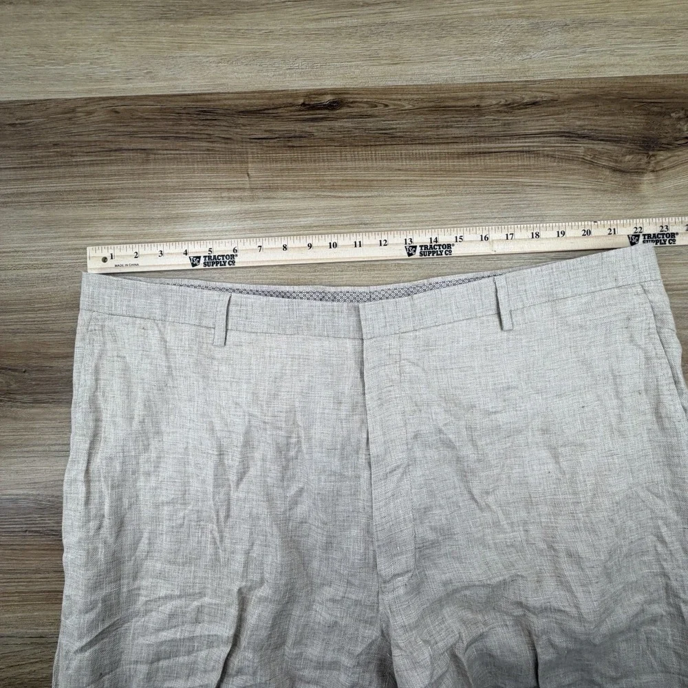 Murano Baird McNutt Linen Pants Mens 44x30 Light Tan 100% Linen Zac Fit